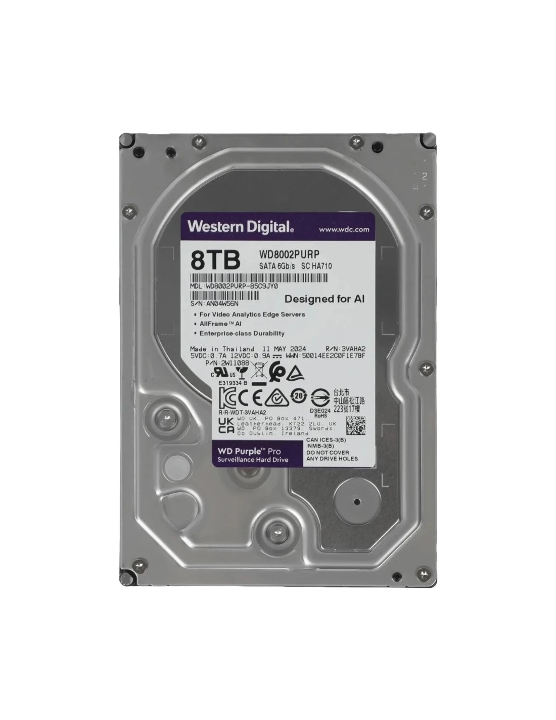 Disco duro WD Purple Pro Smart Video 8TB SATA 3,5 pulgadas 7200rpm