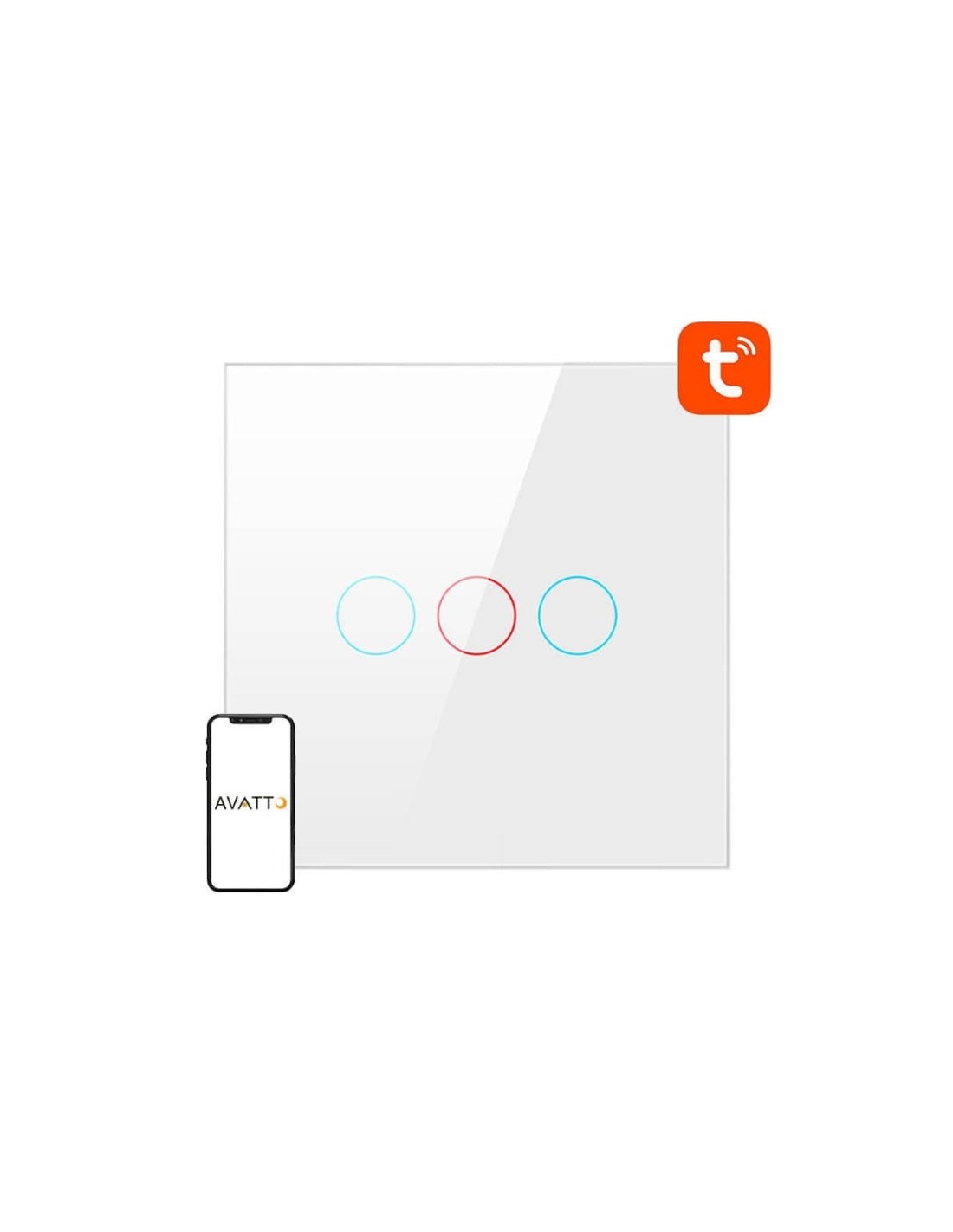 Interruptor táctil inteligente Avatto TS02-EU-W3 3 botones Blanco WiFi