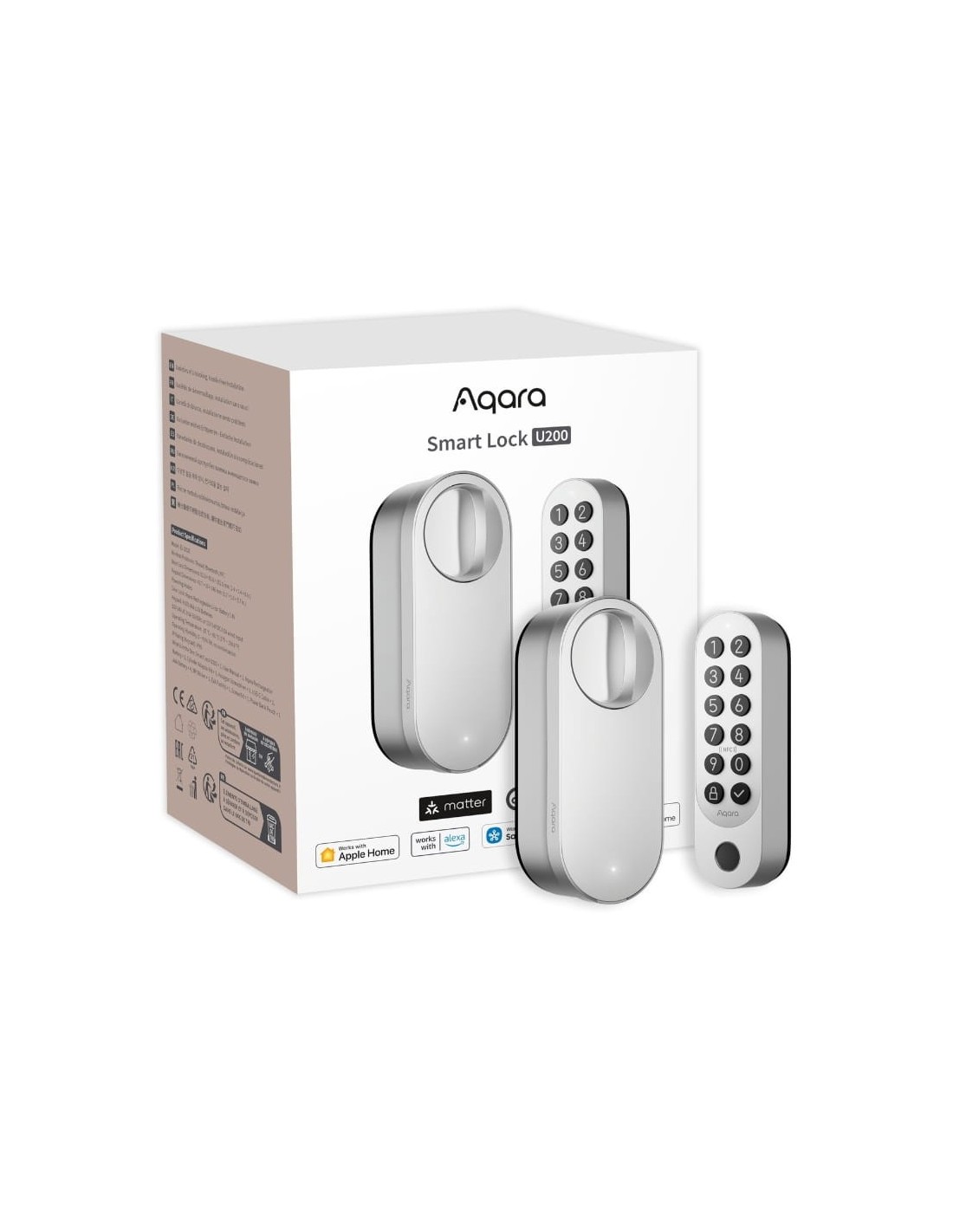 Aqara Smart Lock U200 Plata compatible con Alexa y Google Cerradura in