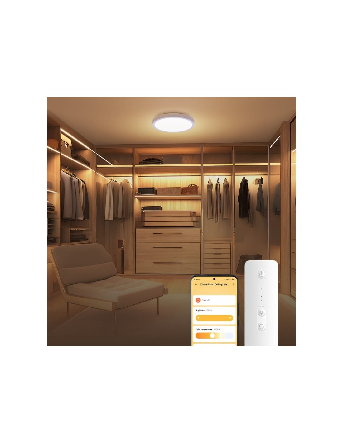 Lámpara inteligente Xiaomi Smart Ceiling Light D20 900 lm 250 mm 2700-