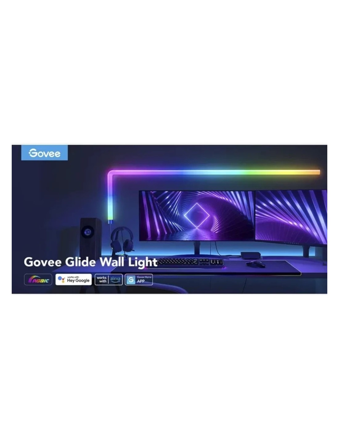 Lámpara de pared LED Govee Glide Wall Light WiFi Bluetooth RGBIC compa