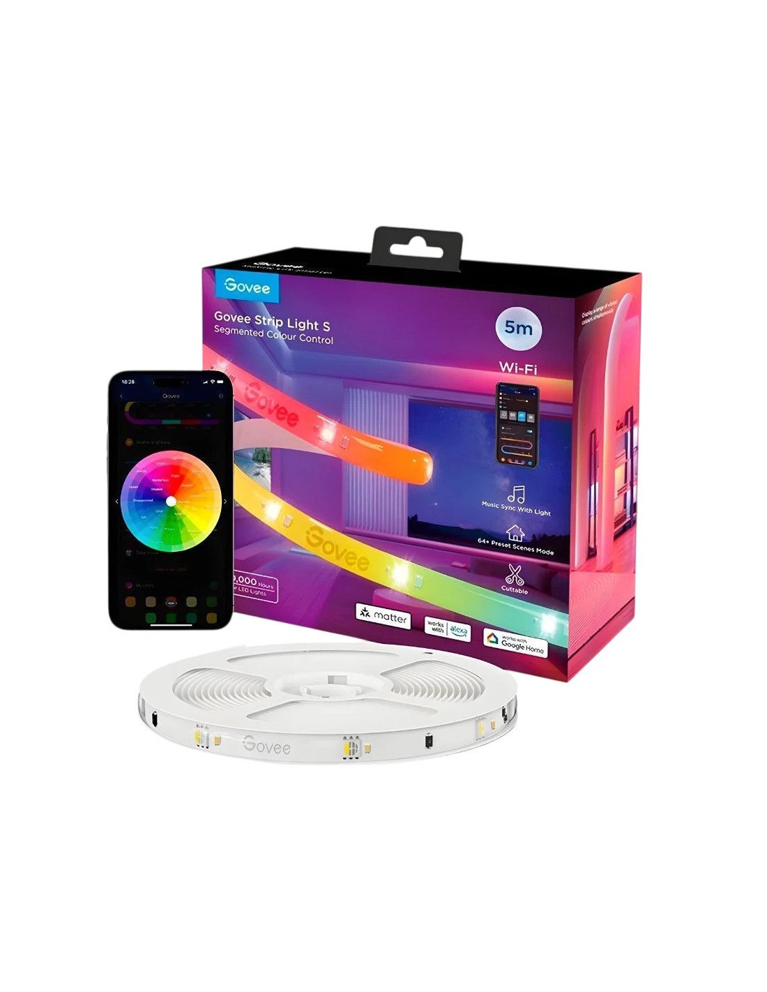 Tira LED Govee H612A WiFi RGBIC 5 m Matter Bluetooth compatible con Al