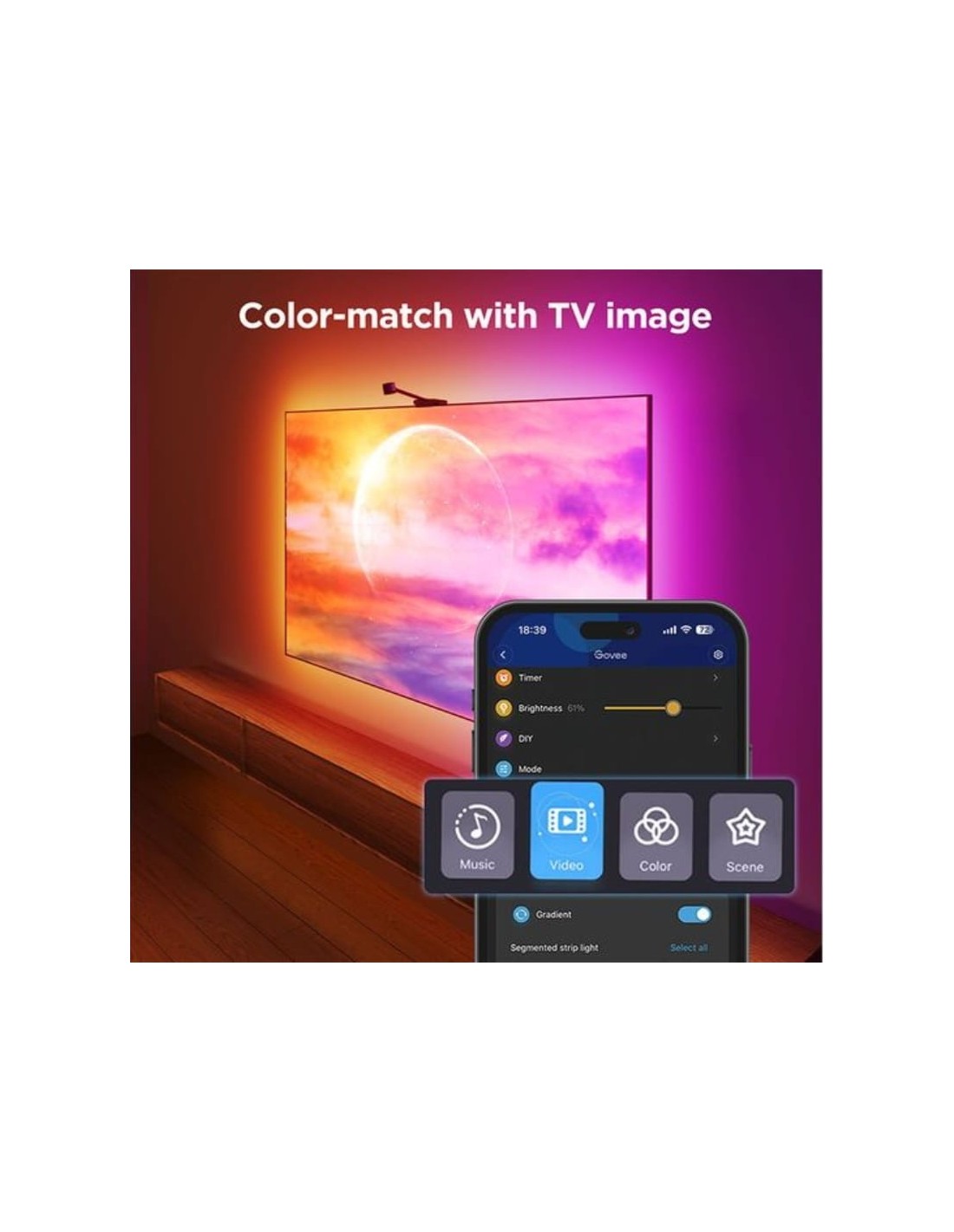 Tira LED Govee H6098 Envisual TV Backlight Edición Netflix WiFi Blueto