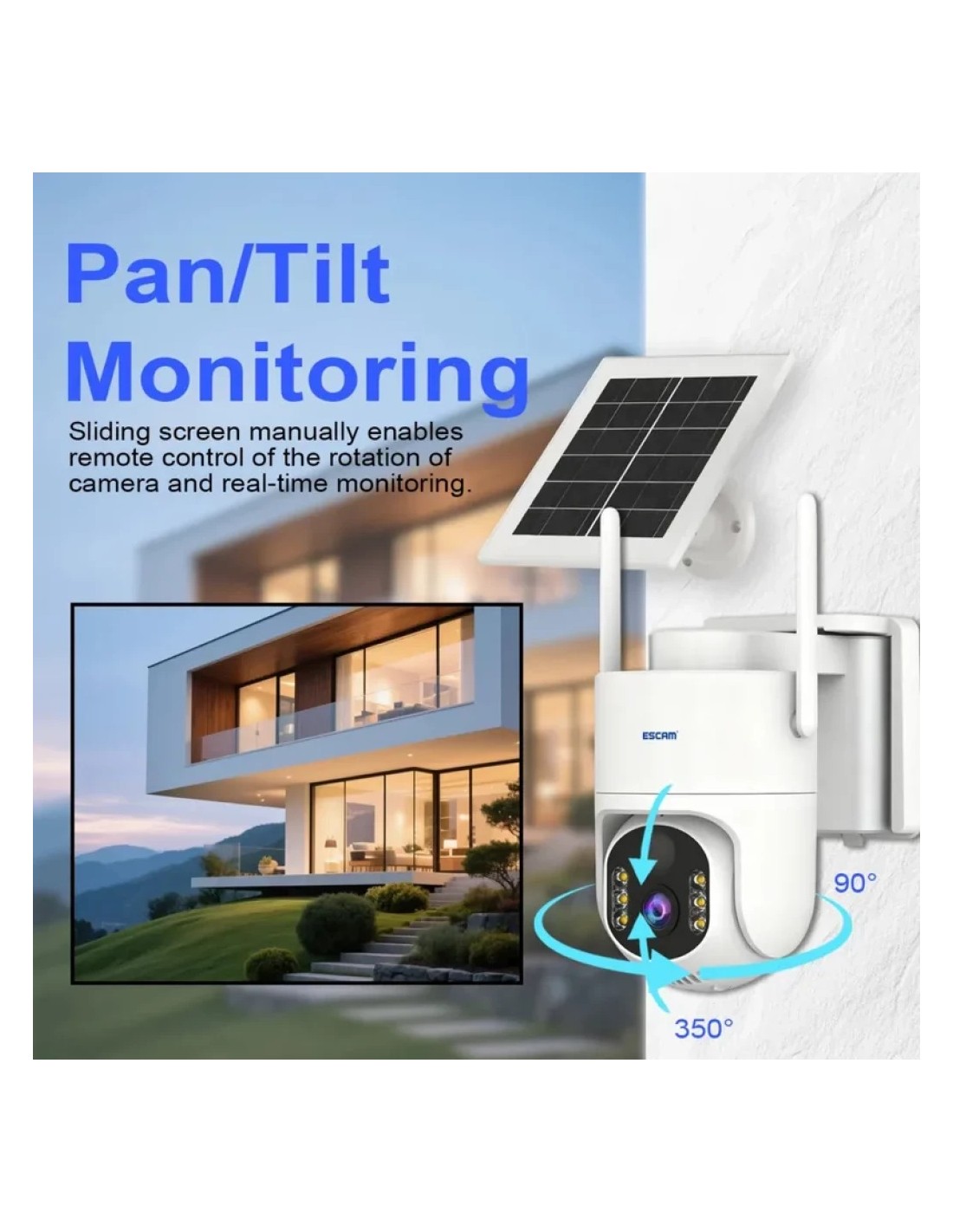 Cámara de vigilancia Escam QFS71 3MP 4G Solar visión nocturna PTZ audi
