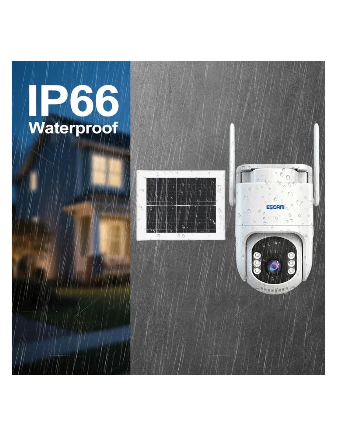 Cámara de vigilancia Escam QFS71 3MP 4G Solar visión nocturna PTZ audi
