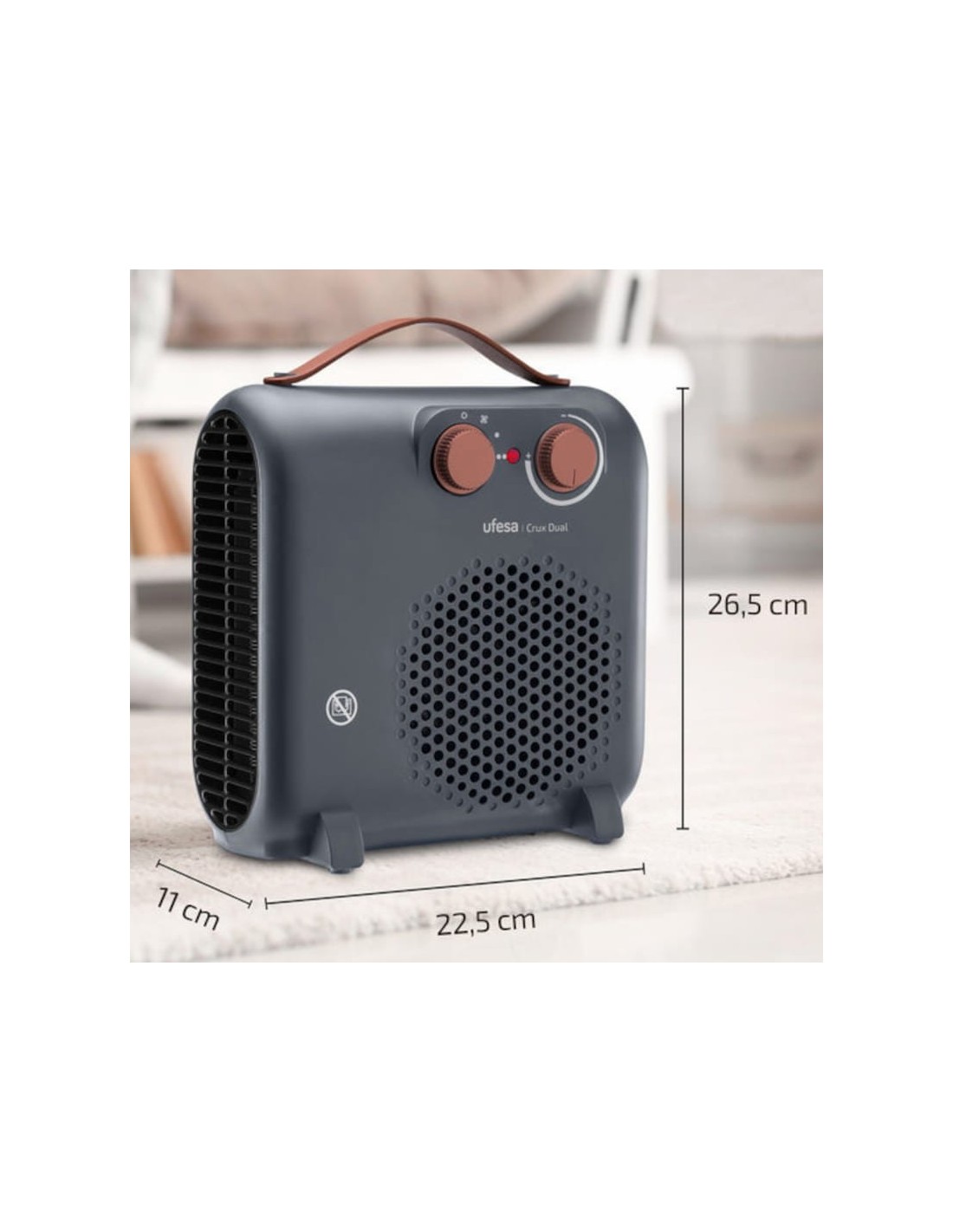 Calefactor eléctrico Ufesa Crux Dual 2000W Gris Interior termostato pr
