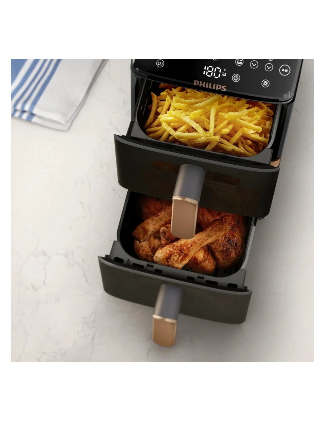 Freidora de aire Philips Airfryer Serie 4000 Doble Cesta Apilada 10L 2