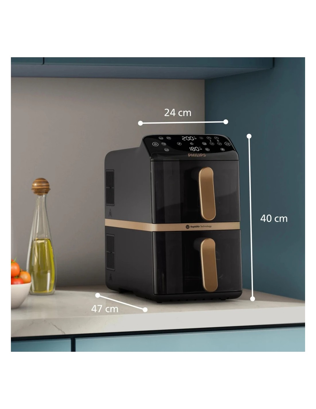 Freidora de aire Philips Airfryer Serie 4000 Doble Cesta Apilada 10L 2