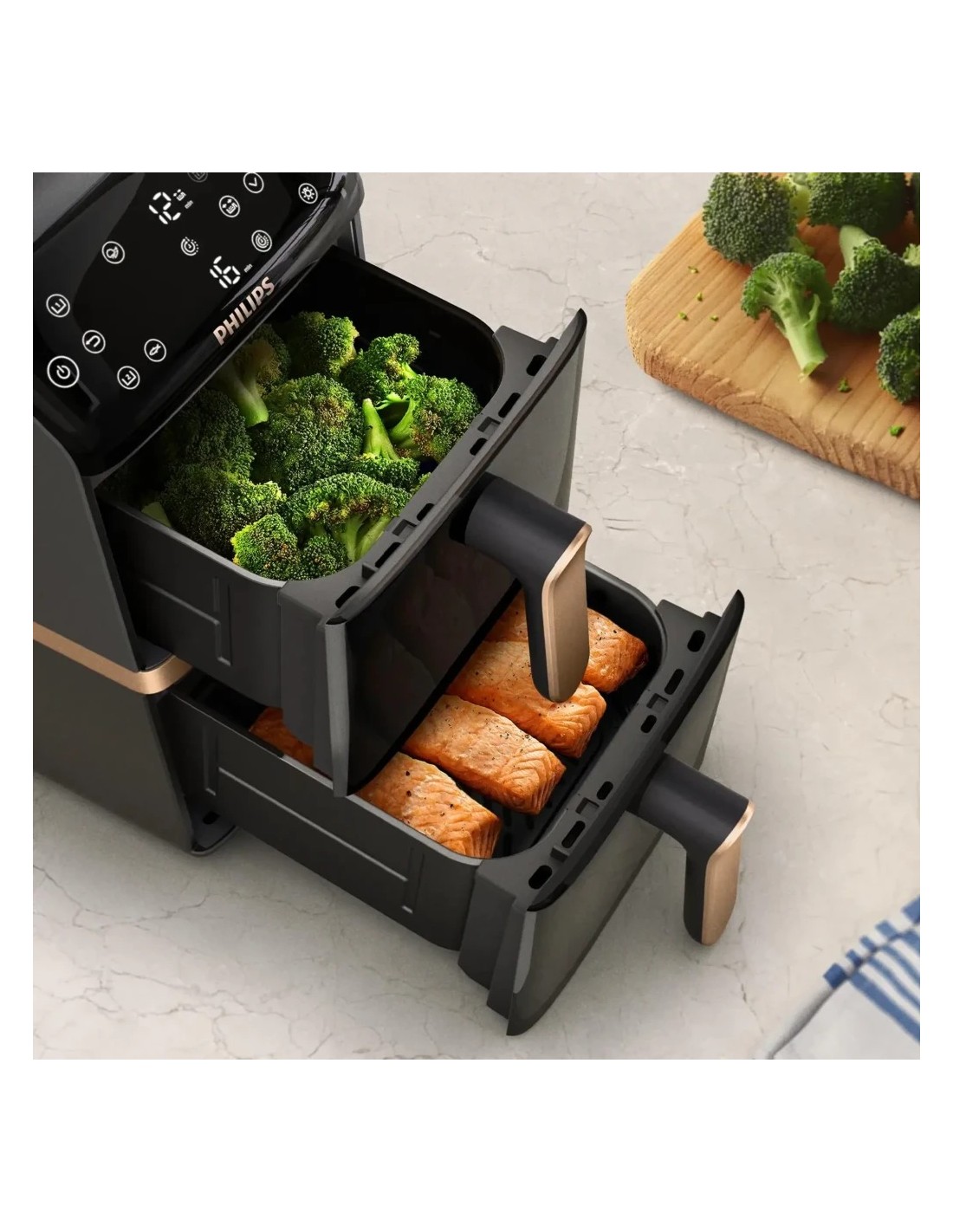 Freidora de aire Philips Airfryer Serie 4000 Doble Cesta Apilada 10L 2