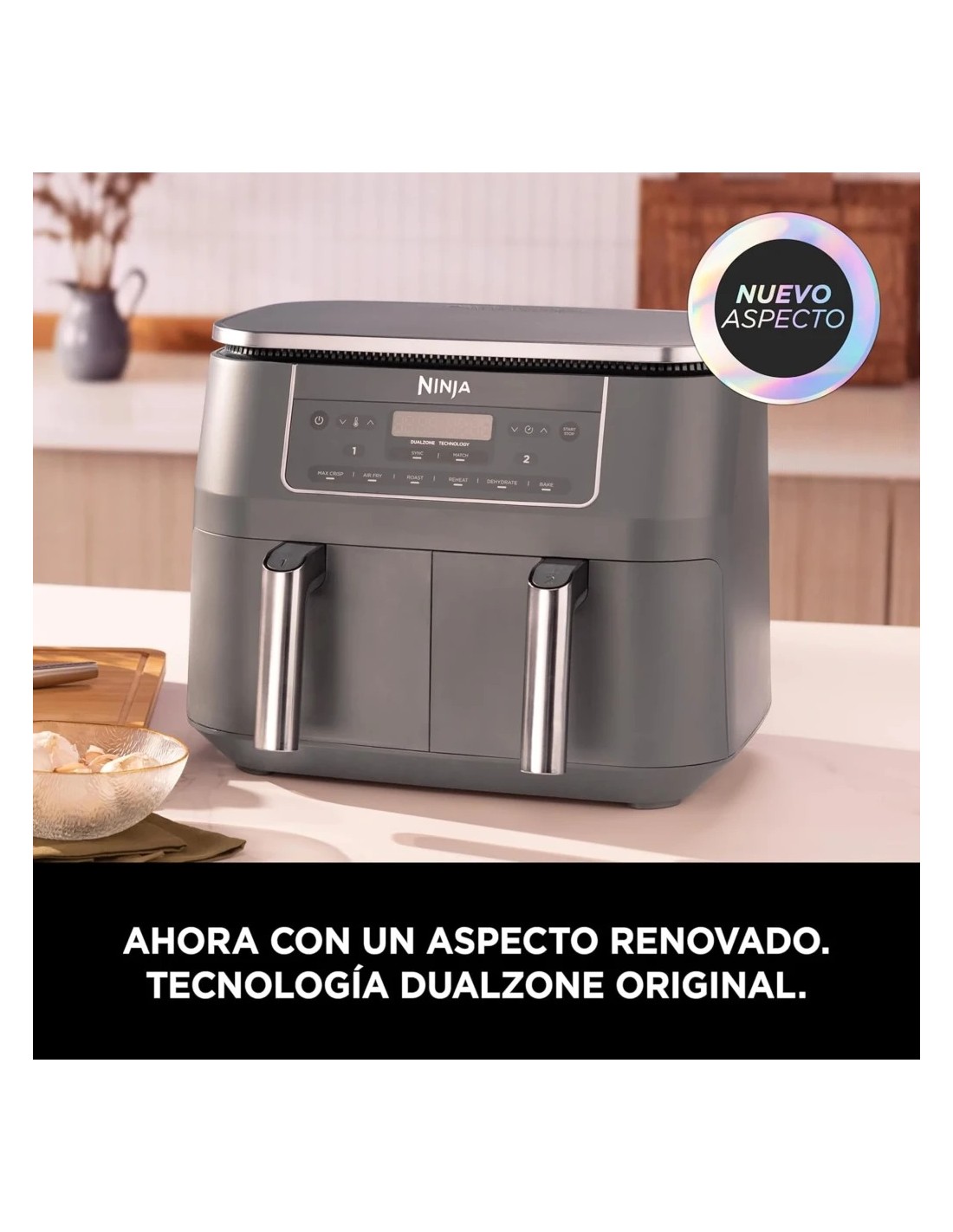 Freidora de aire Ninja Dual Zone DZ300EU Doble Cesta 7,6L 2400W 6 Prog