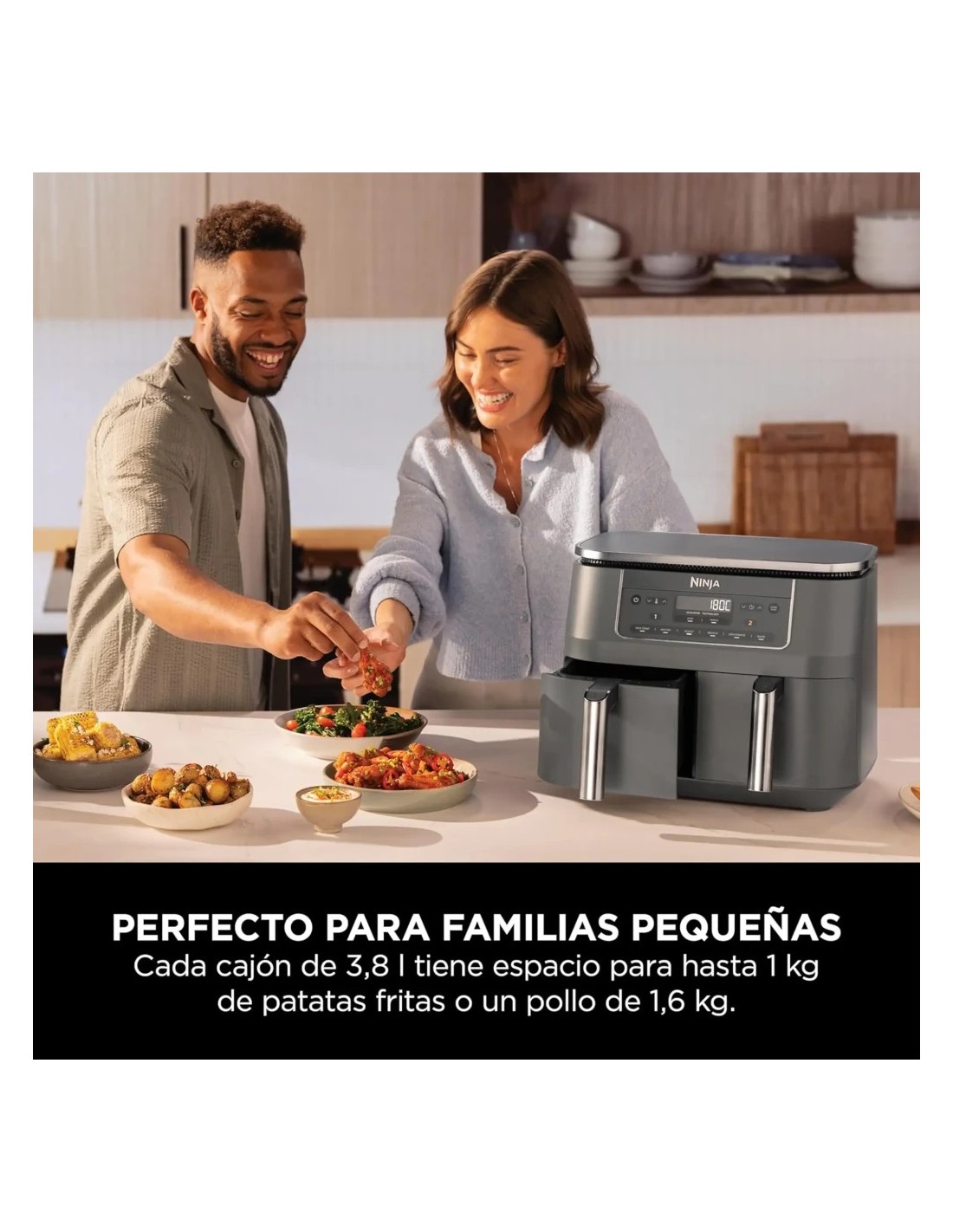 Freidora de aire Ninja Dual Zone DZ300EU Doble Cesta 7,6L 2400W 6 Prog