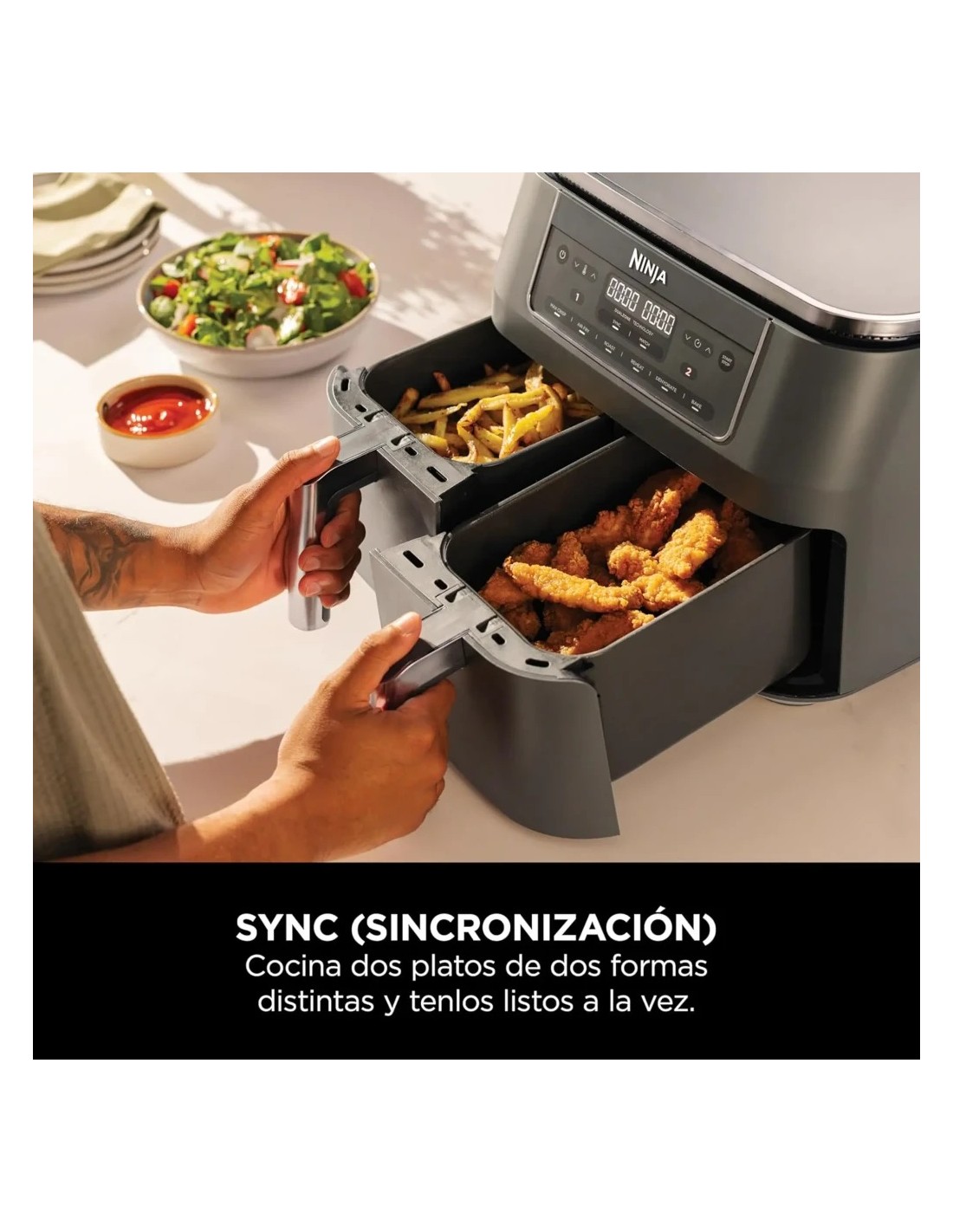 Freidora de aire Ninja Dual Zone DZ300EU Doble Cesta 7,6L 2400W 6 Prog