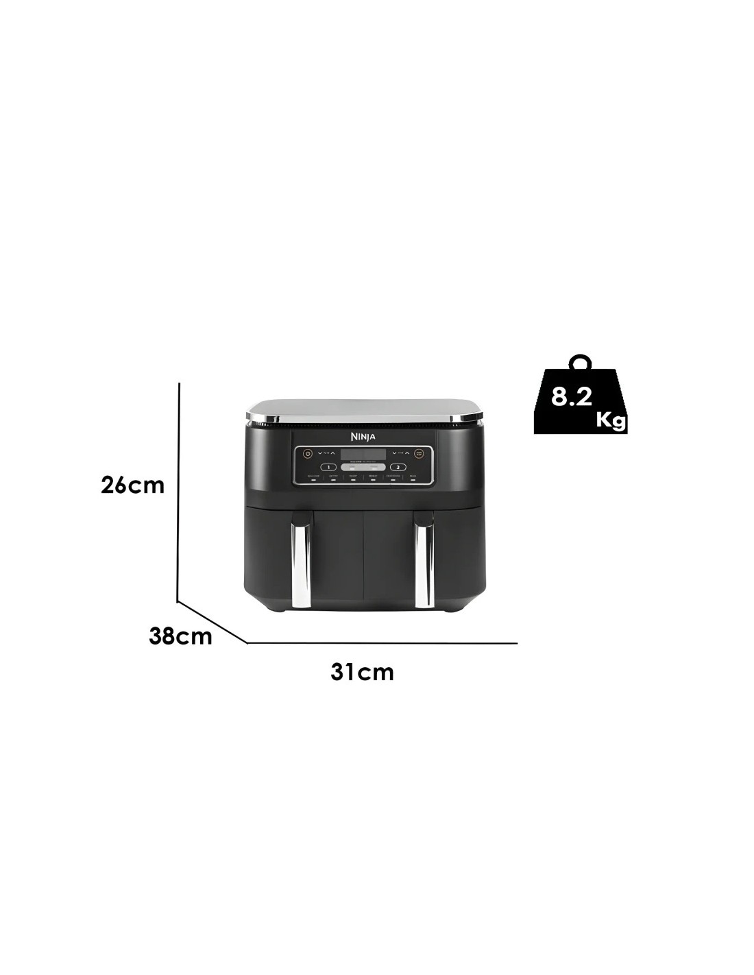 Freidora de aire Ninja Dual Zone DZ300EU Doble Cesta 7,6L 2400W 6 Prog