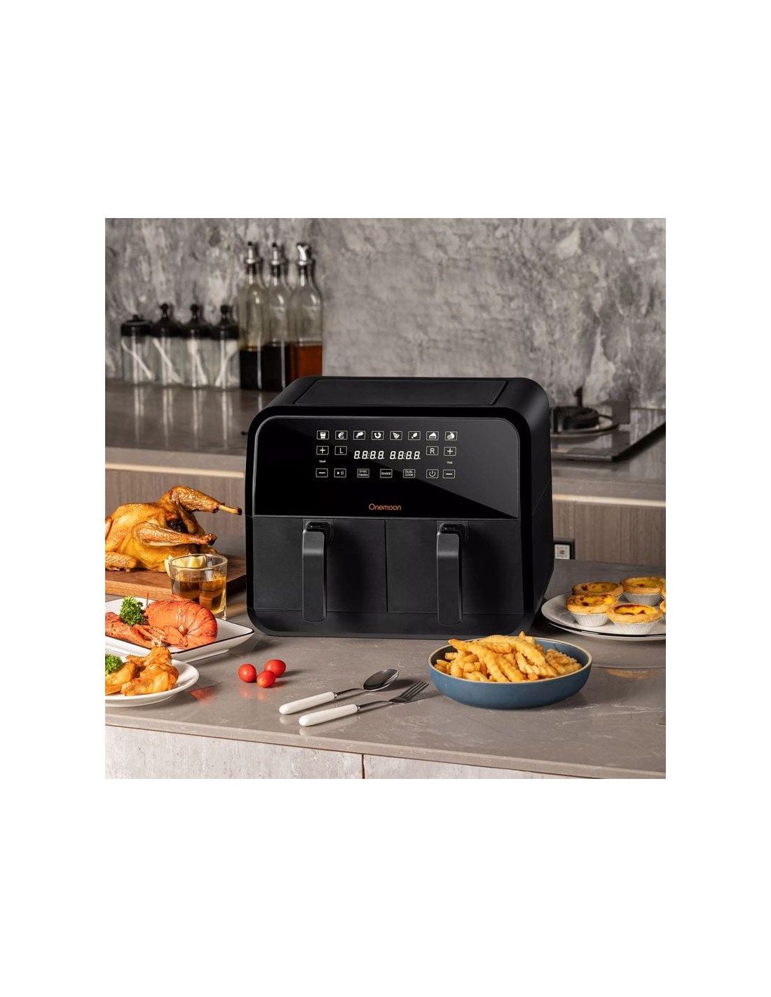 Freidora de aire Onemoon D8 Doble Cesta 4L + 4L Negra 1700W en Logroño