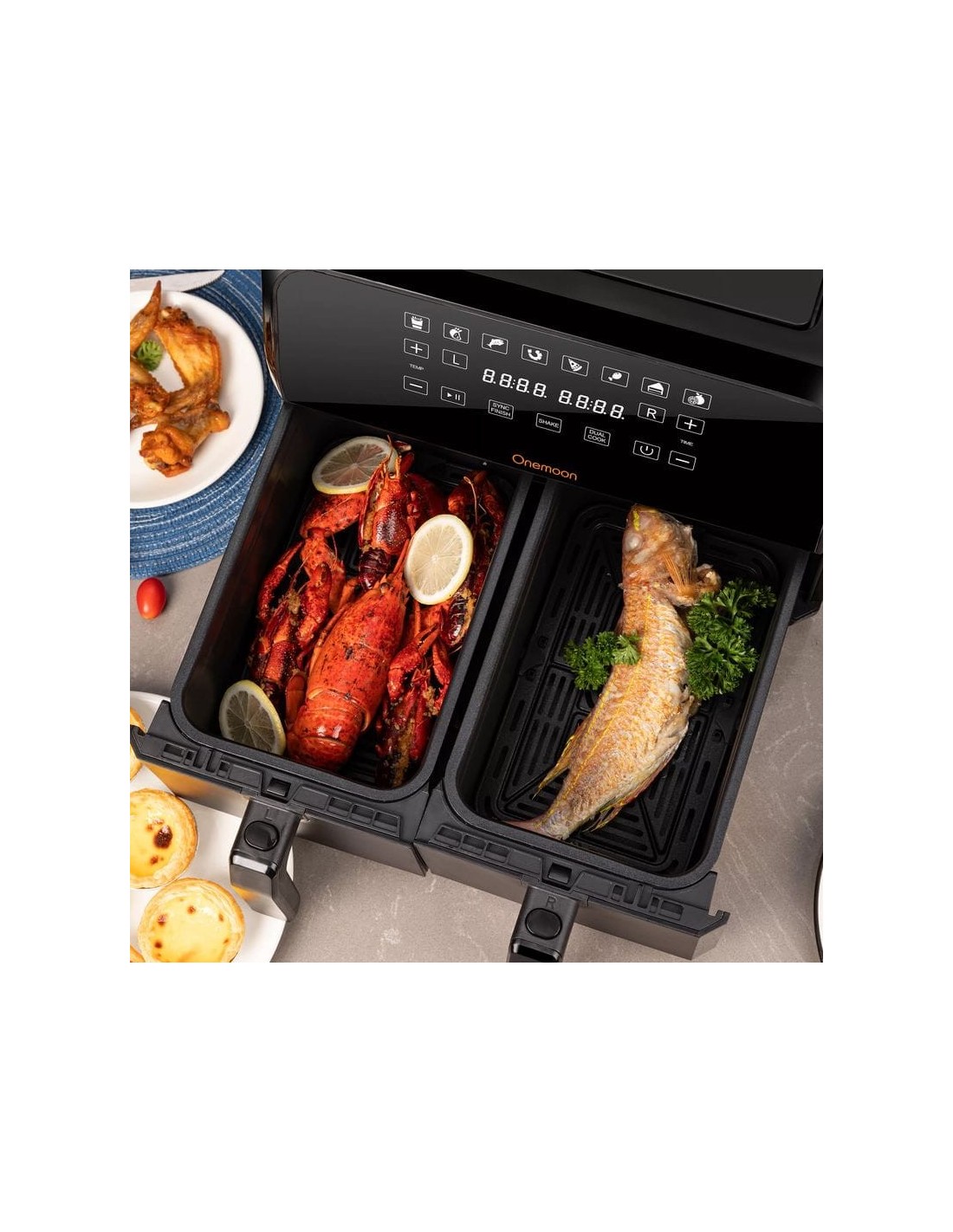 Freidora de aire Onemoon D8 Doble Cesta 4L + 4L Negra 1700W en Logroño