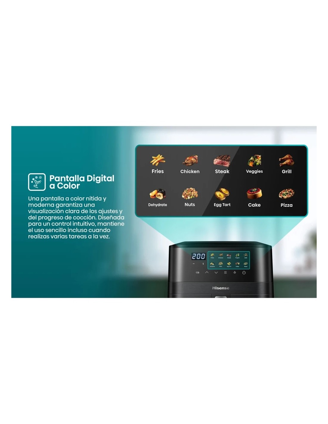 Freidora de aire Hisense HAF2100DCD 7,7L 2100W 10 programas pantalla t