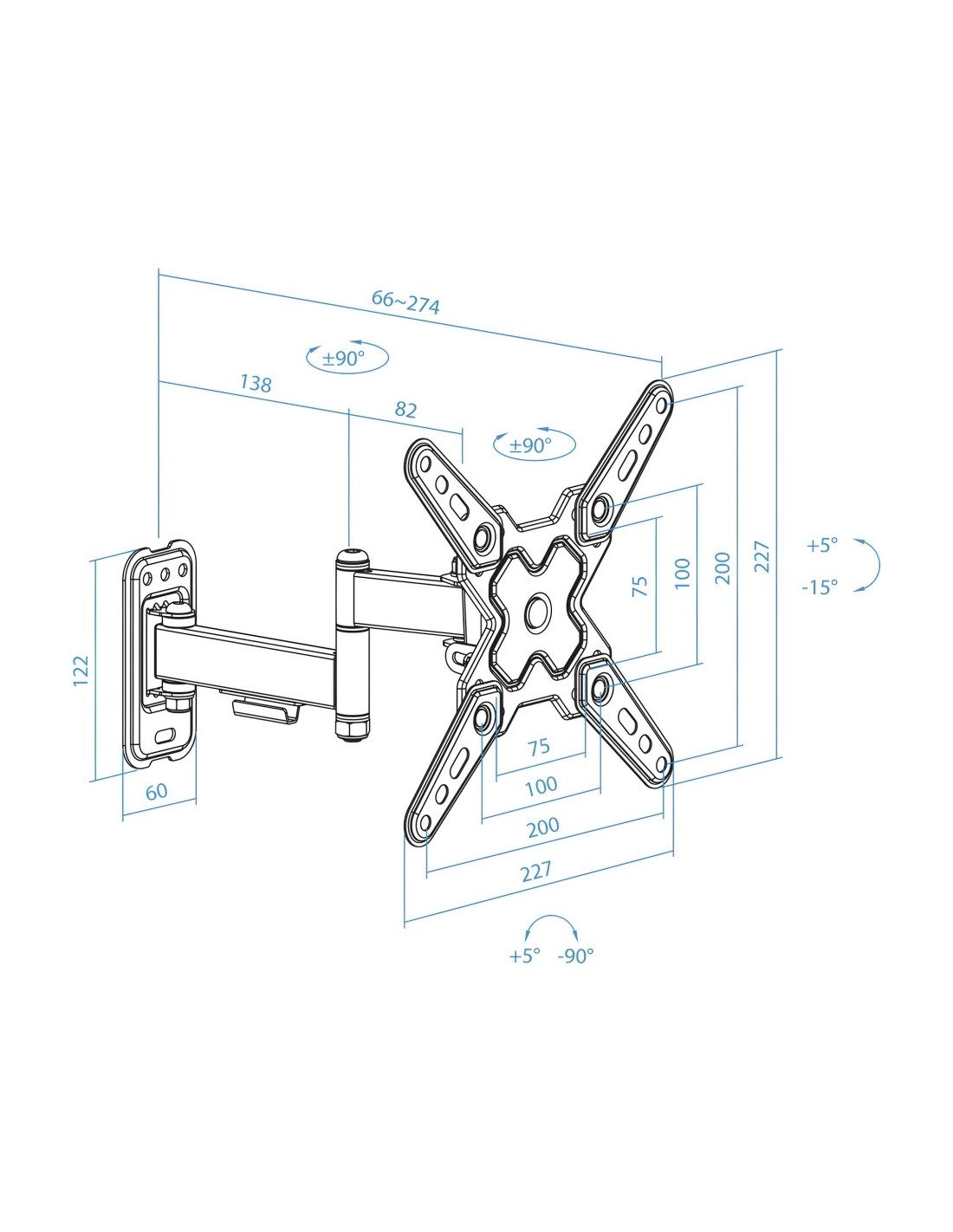 Soporte TV TooQ LP1344TN-B Pared Giratorio Inclinable 13 -43 pulgadas