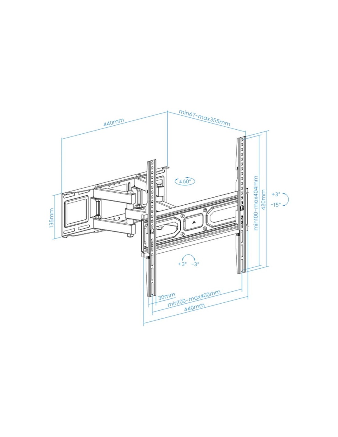 Soporte para TV TooQ LP7846TN-B giratorio e inclinable 32"-70" VESA 40