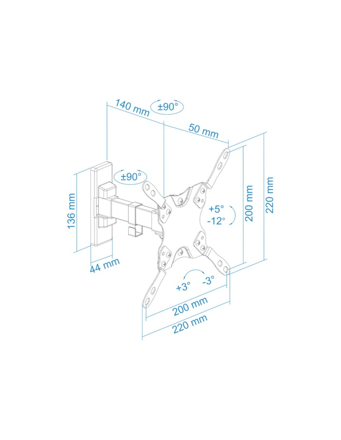 Soporte para TV TooQ LP2042TNL-B giratorio e inclinable 42" VESA 200x2