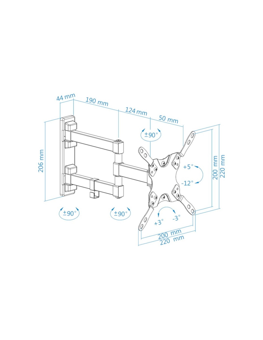 Soporte para TV TooQ LP2142TNL-B giratorio e inclinable 42" VESA 200x2