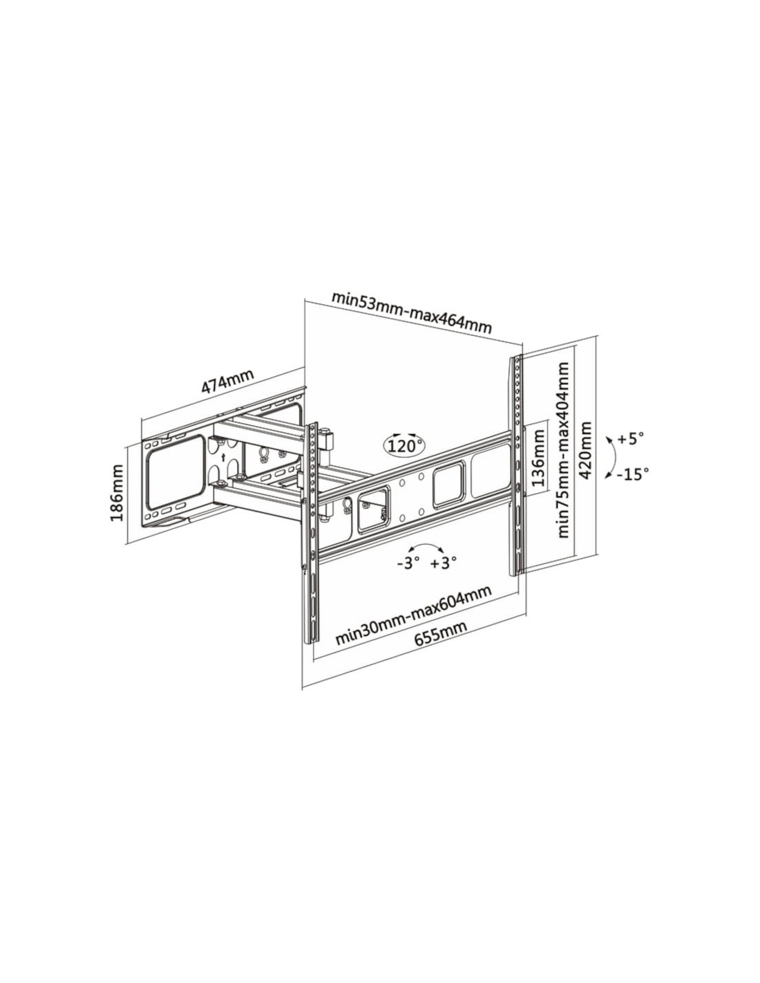 Soporte para TV Aisens WT70TSLE-023 Fijo 70" VESA 600x400 mm Negro