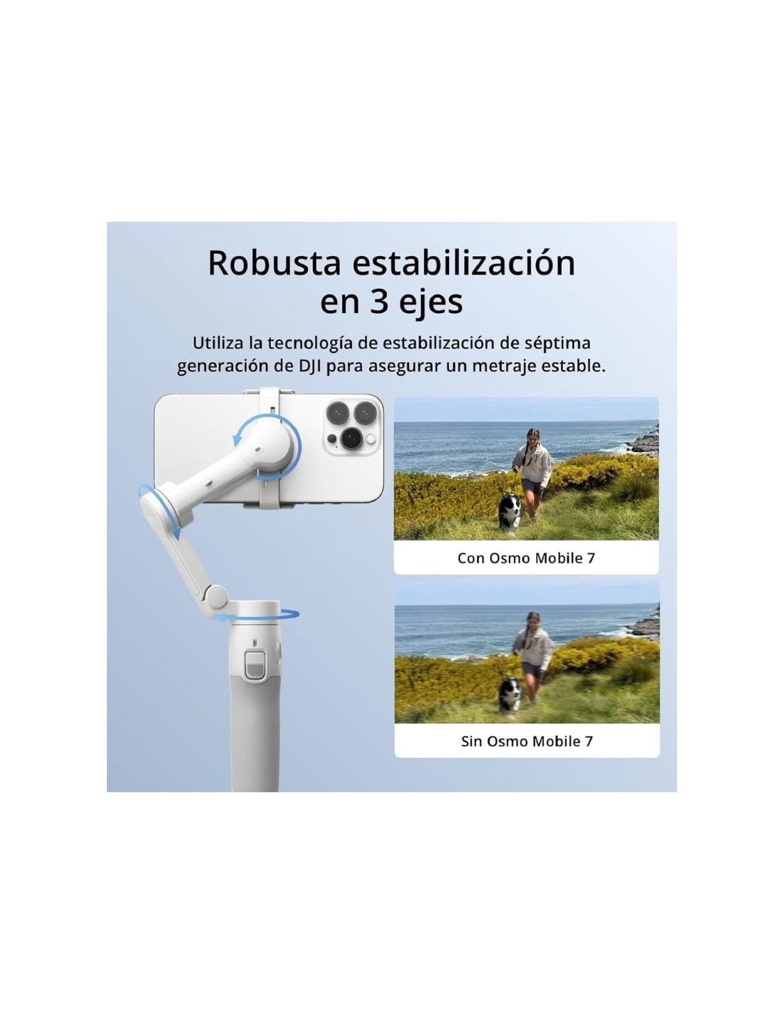 Gimbal DJI Osmo Mobile 7 10h 3350mAh seguimiento IA en Logroño