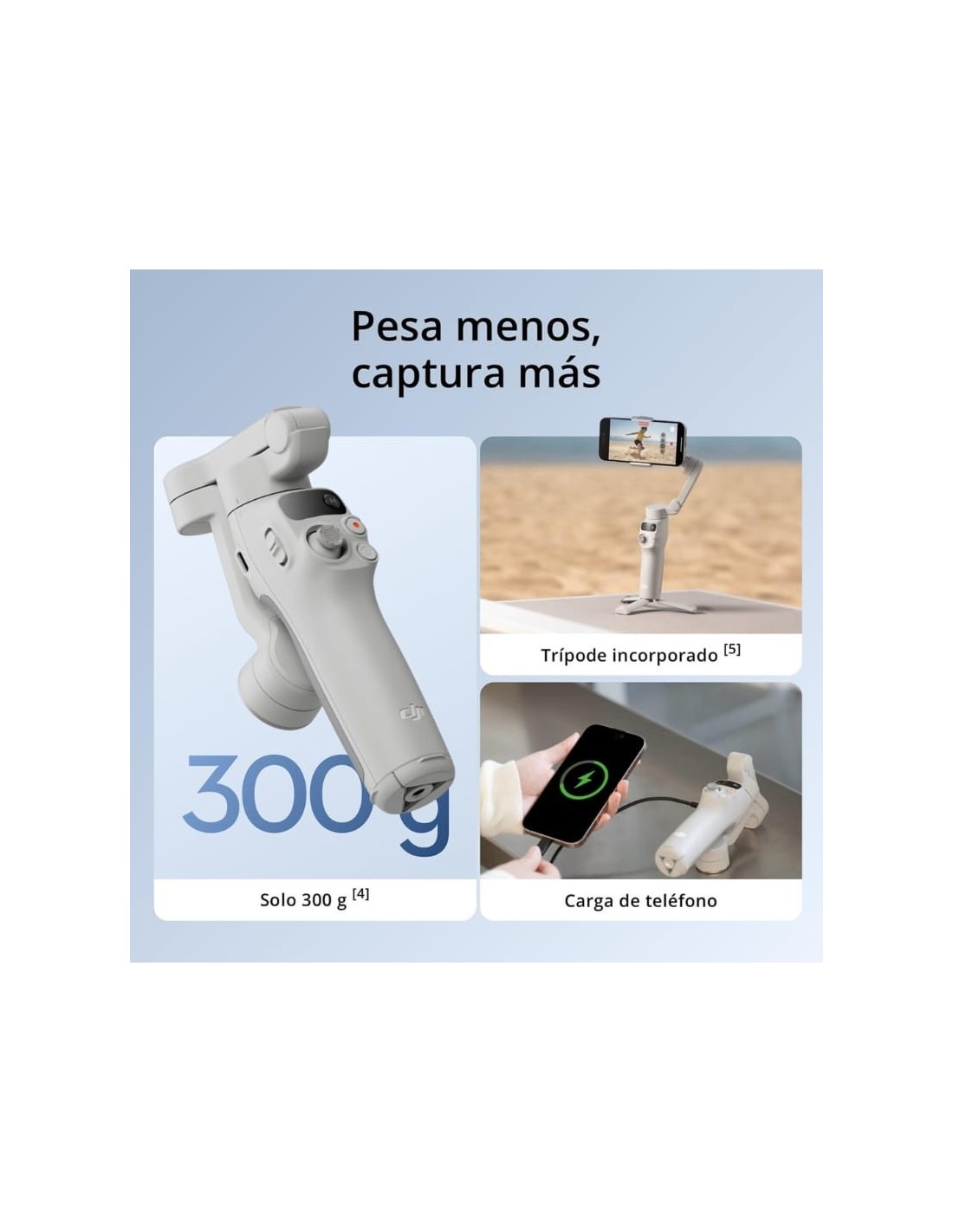Gimbal DJI Osmo Mobile 7 10h 3350mAh seguimiento IA en Logroño