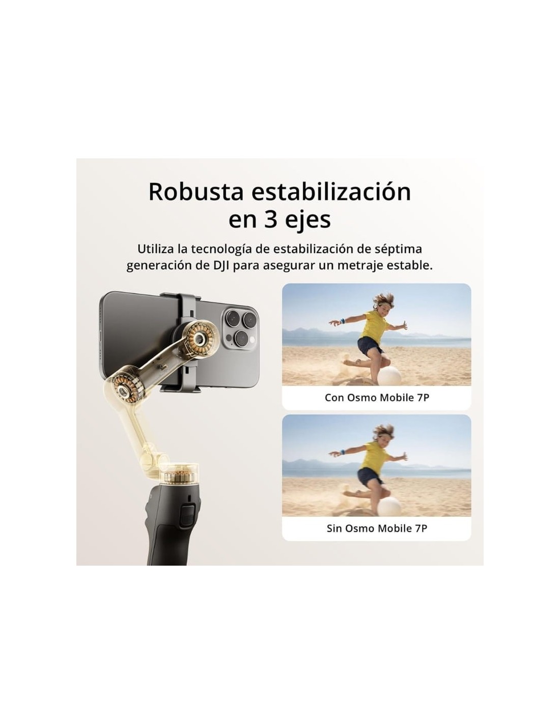 Gimbal DJI Osmo Mobile 7P 10h 3350mAh seguimiento IA en Logroño