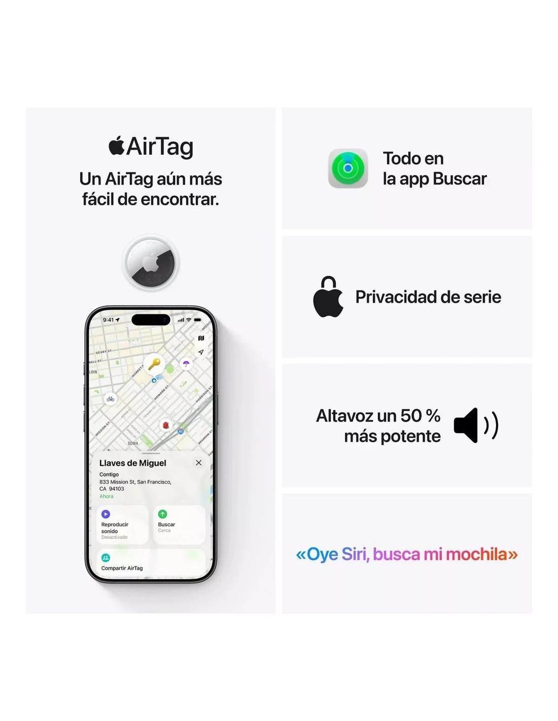 Localizador Apple AirTag 2nd Gen Pack ×4 Bluetooth en Logroño