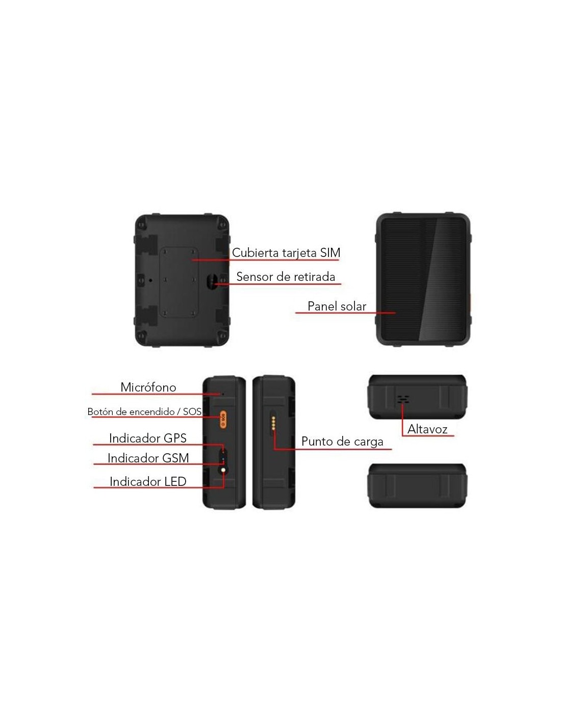 GPS para Mascotas V34 Carga Solar 2G 9000mAh Localizador GPS