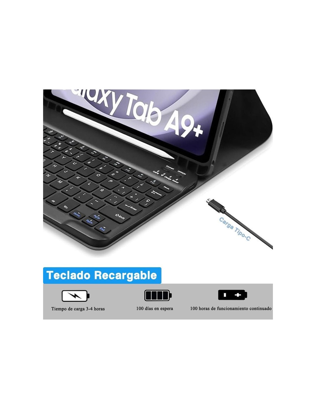 Funda con Teclado Samsung Galaxy Tab A9+ (Español) en Logroño