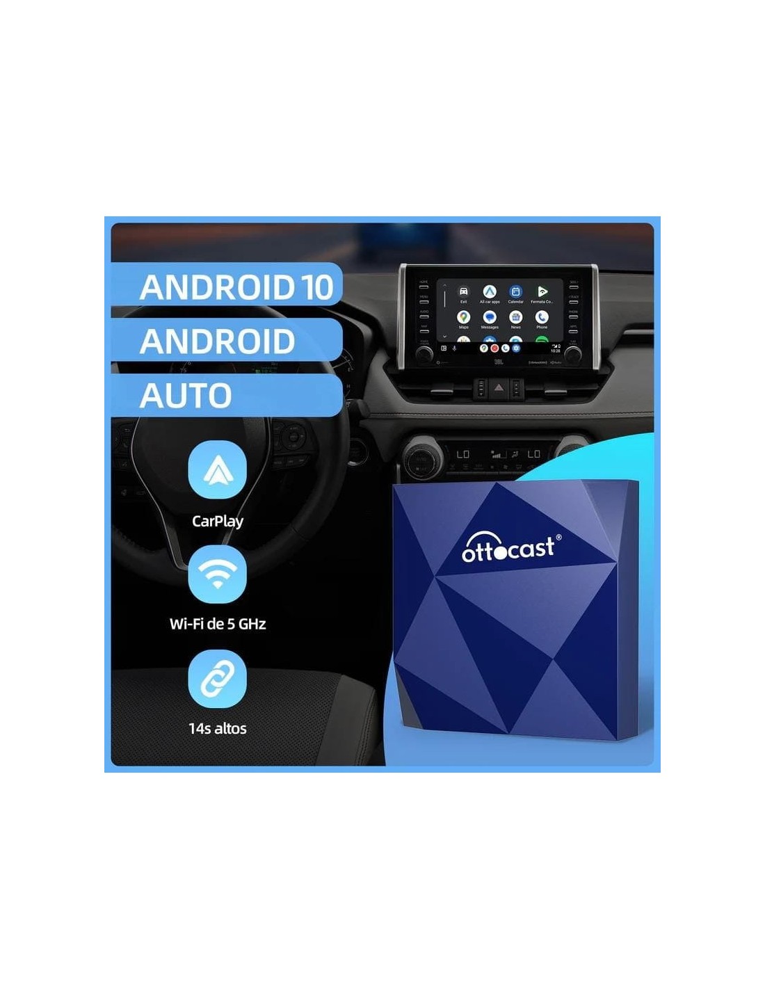 Adaptador inalámbrico Ottocast A2AIR Azul Android Auto WiFi 5 GHz