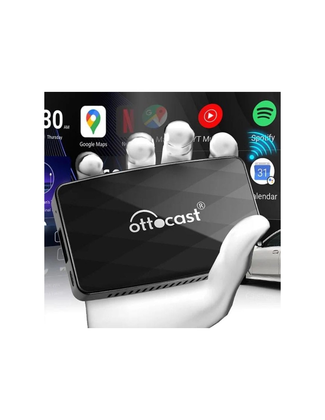 Ottocast CA360 WiFi Adaptador inalámbrico Apple Carplay, Android Auto