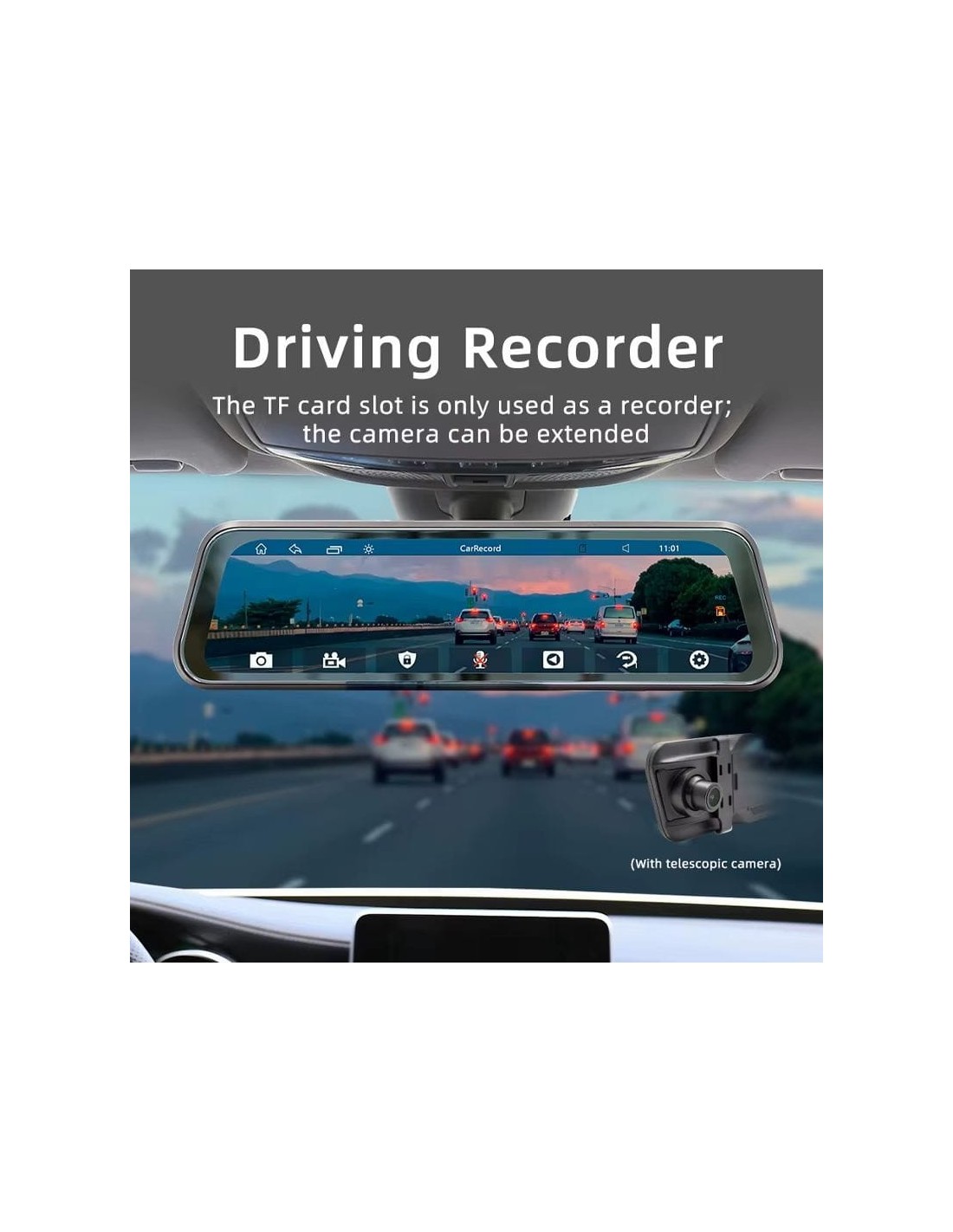 SWM B5319R 9,36 pulgadas Carplay/Android Auto Negro Retrovisor inalámb