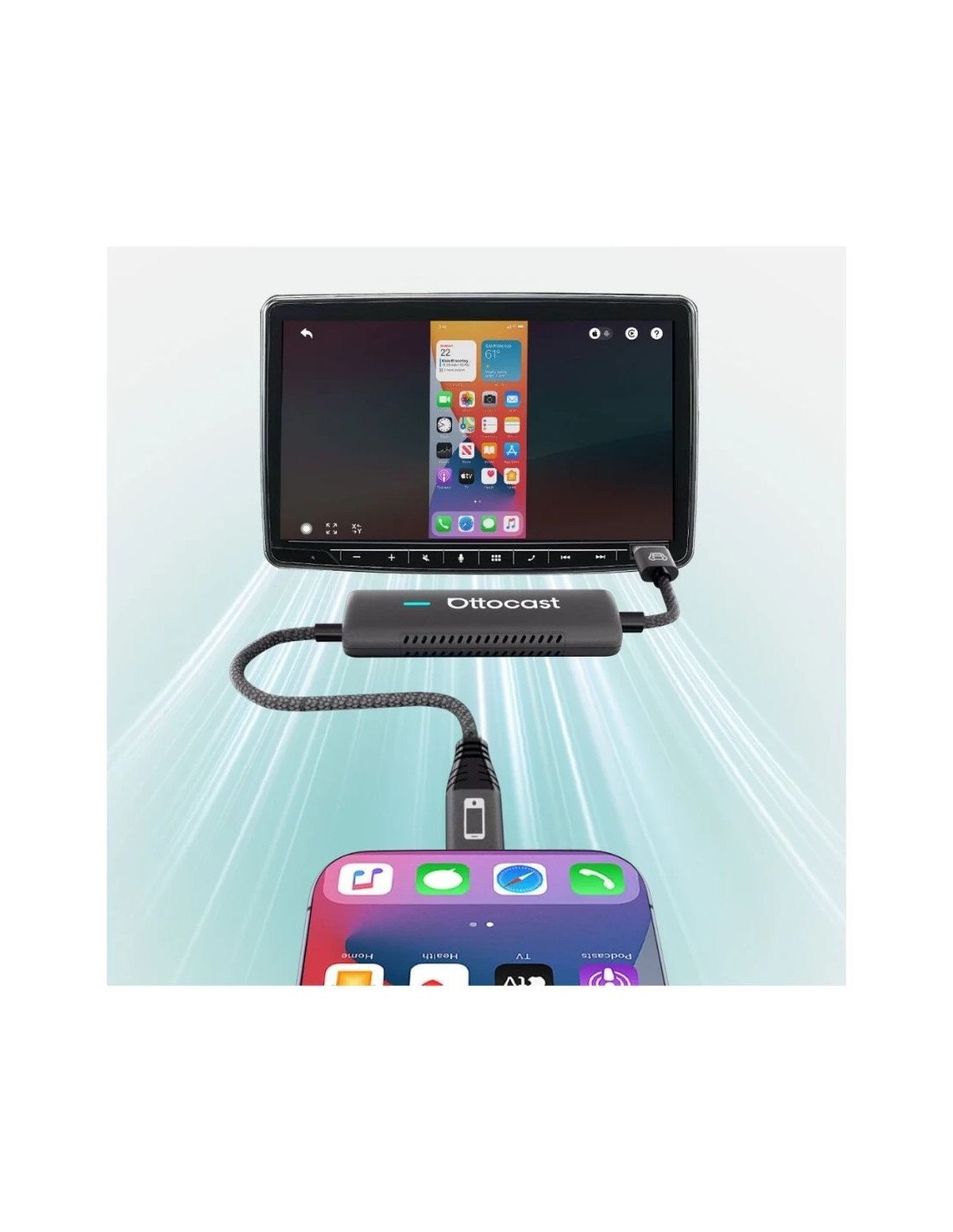 Adaptador CarPlay inalámbrico Ottocast Negro Táctil CA450-T en Logroño