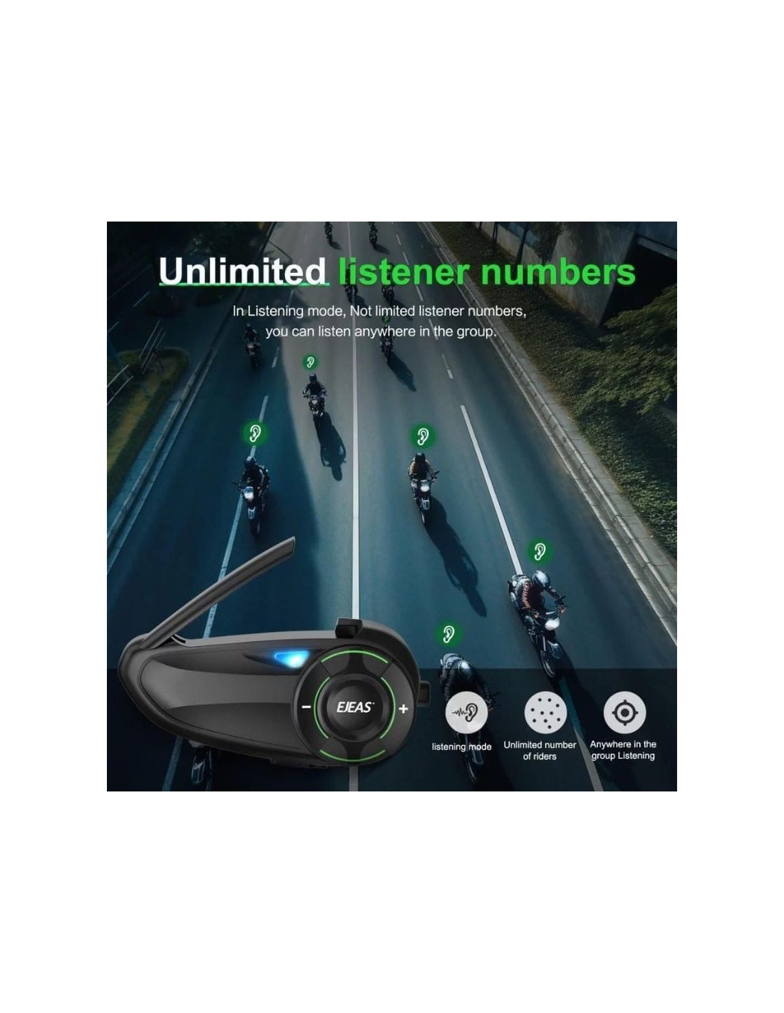 EJEAS Q8 Mesh Bluetooth 6 conductores IP67 Intercomunicador moto