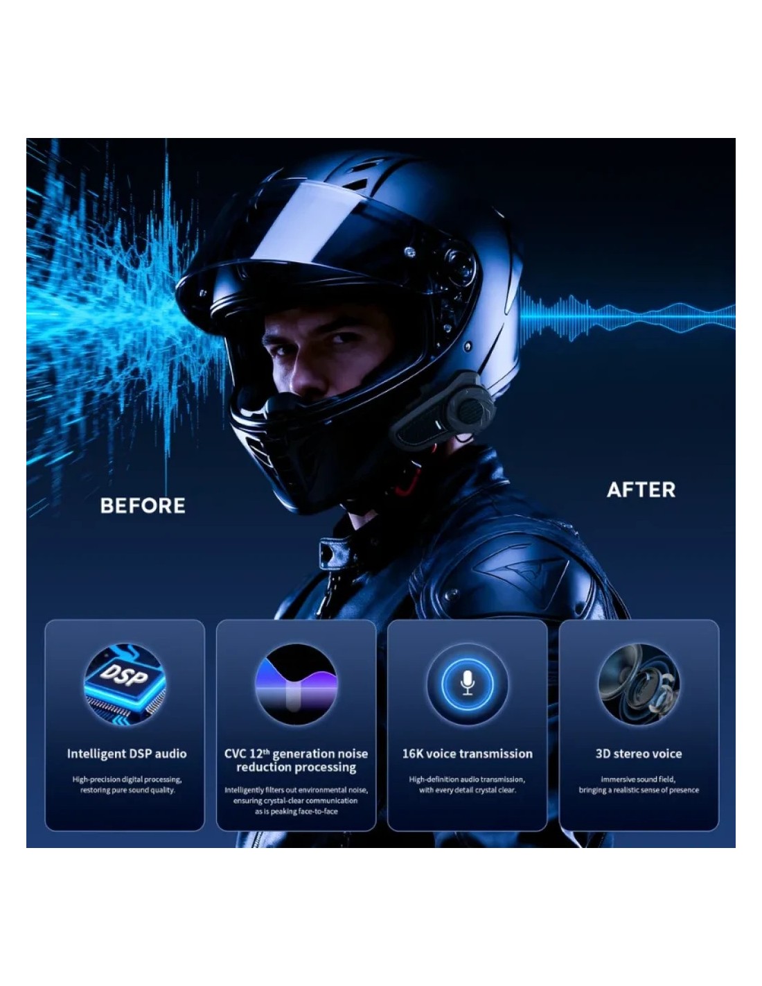 Intercomunicador para moto Hysnox X9 Mesh (Pack x2) 10 interlocutores 