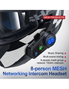 Intercomunicador para moto Y8X Mesh 8 conductores Bluetooth 5.4 IP56 1 2