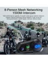 Intercomunicador para moto Y8X Mesh 8 conductores Bluetooth 5.4 IP56 1