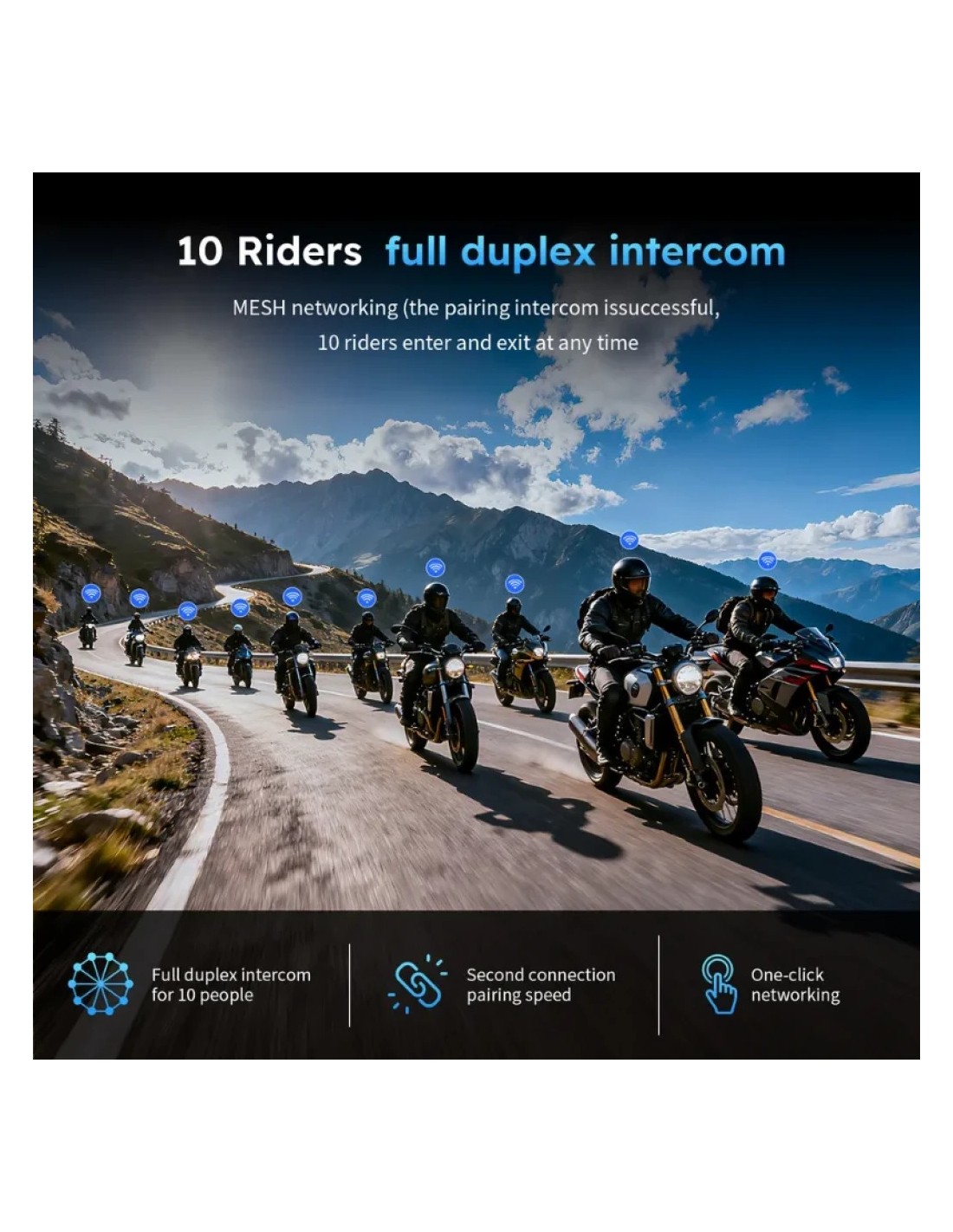 Intercomunicador para moto Hysnox X9 Mesh 10 interlocutores Bluetooth 