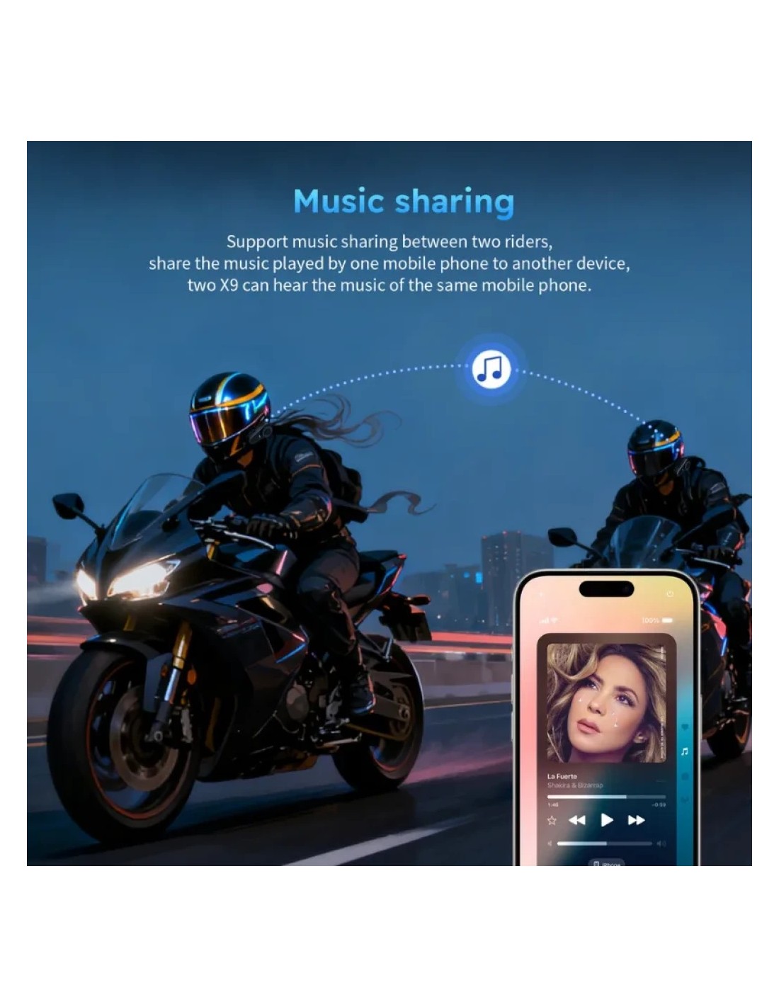 Intercomunicador para moto Hysnox X9 Mesh 10 interlocutores Bluetooth 