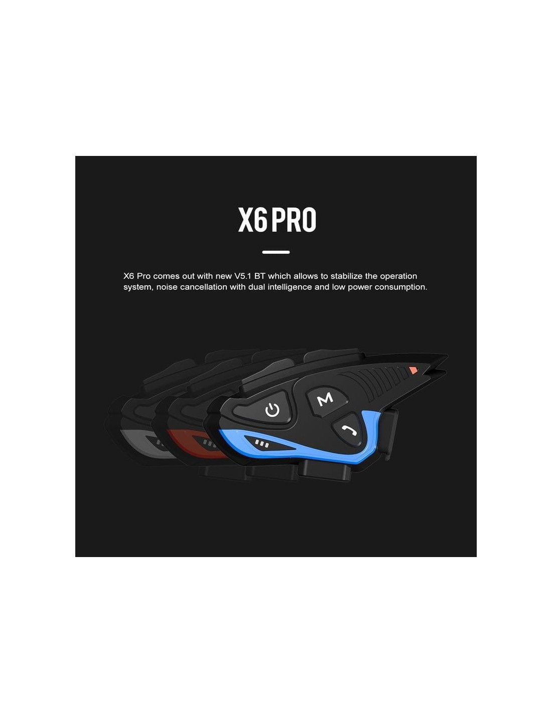 Intercomunicador para moto Hysnox Shark X6 Pro Full Duplex 6 interlocu