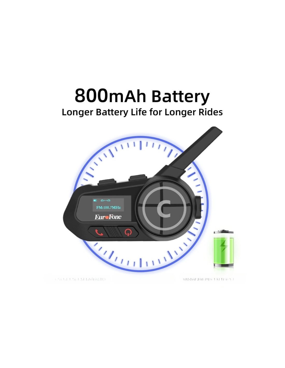 Intercomunicador para moto EuroFone S6-SC-B Full Duplex para 6 conduct
