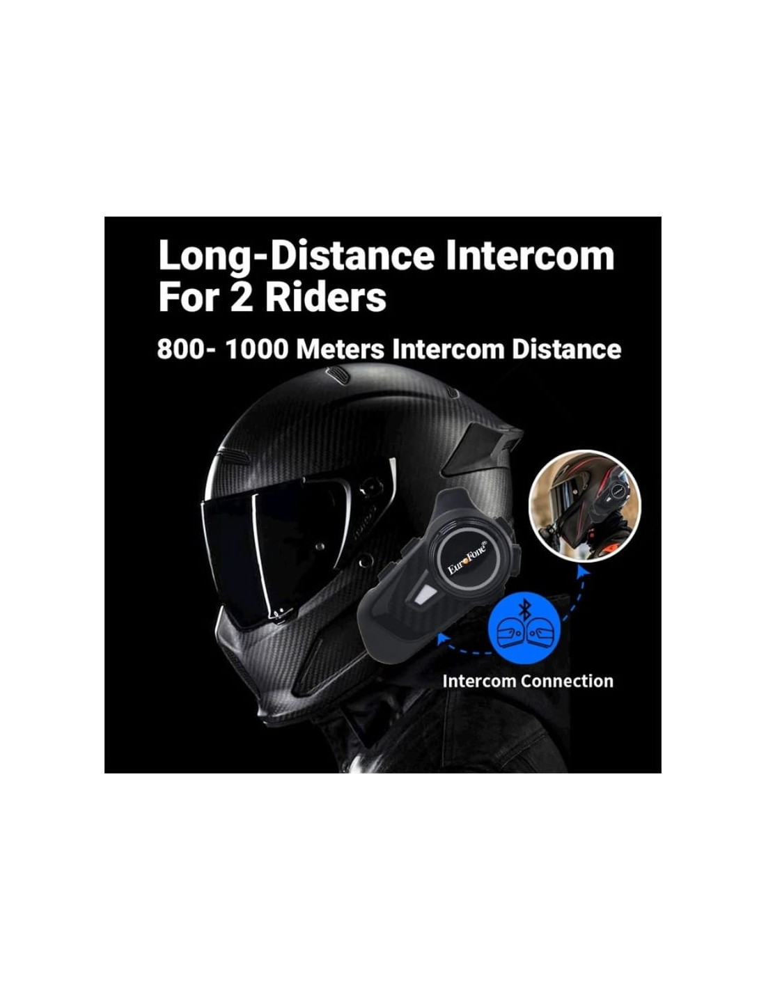 Intercomunicador para moto EuroFone S2-C Helmet BT headset para 3 cond