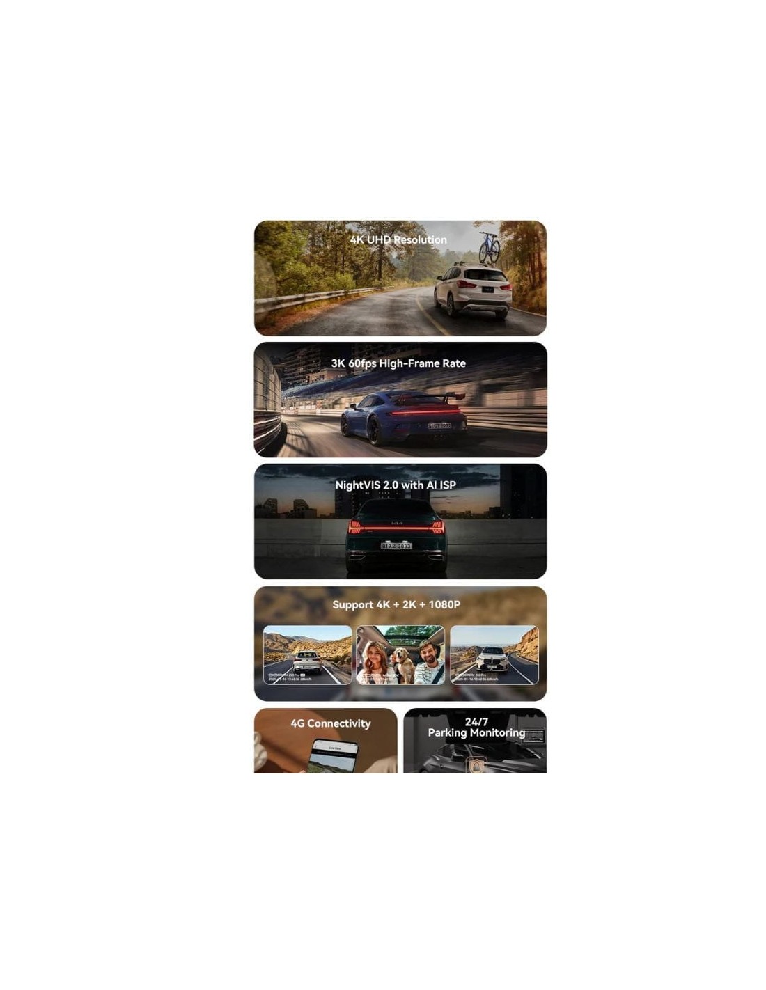Dashcam DDPAI Z60 Pro 4K Dual WiFi 5GHz visión nocturna modo parking A