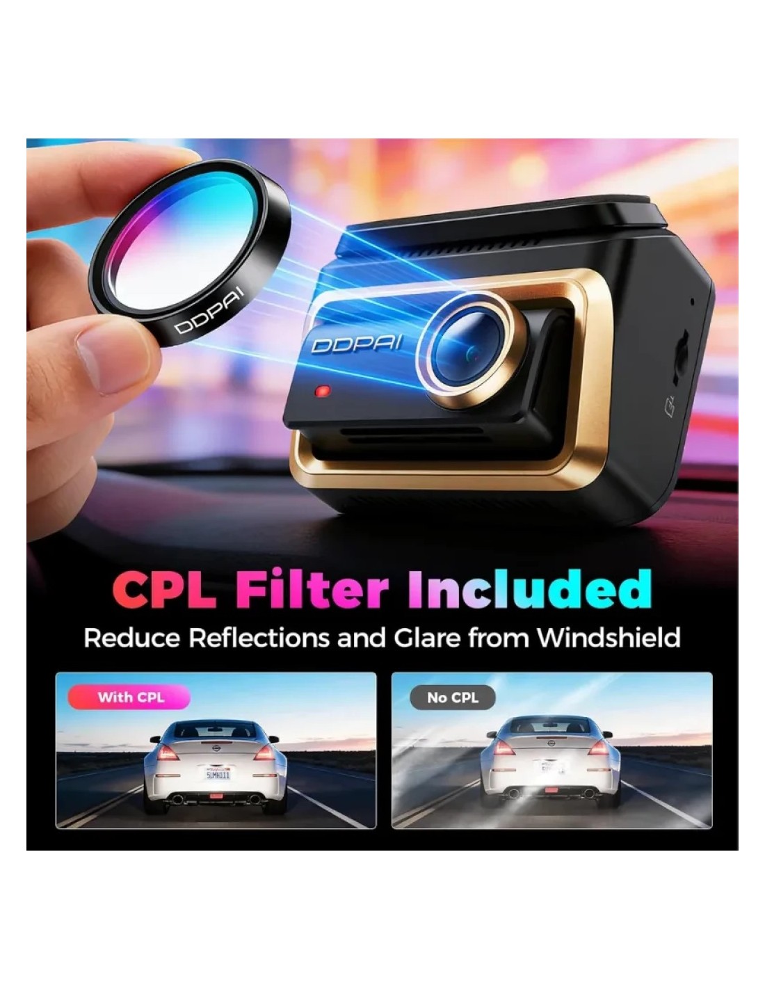 Dashcam DDPAI Z90 Master 3CH 4K GPS WiFi 5GHz 3 pulgadas visión noctur