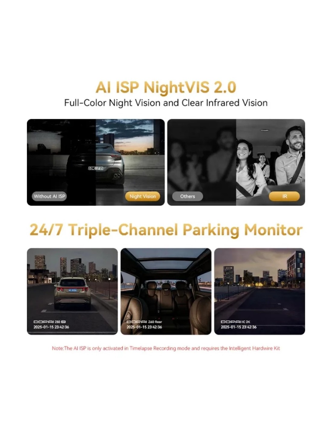 Dashcam DDPAI Z60T 3CH 4K con módulo 4G WiFi 5GHz HDR visión nocturna 