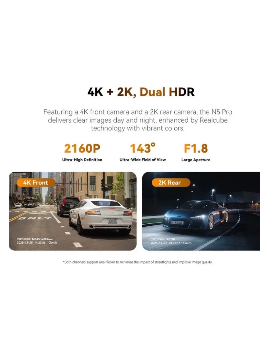 Dashcam DDPAI N5 Pro 2CH 4K + 2K WiFi 5GHz visión nocturna ADAS