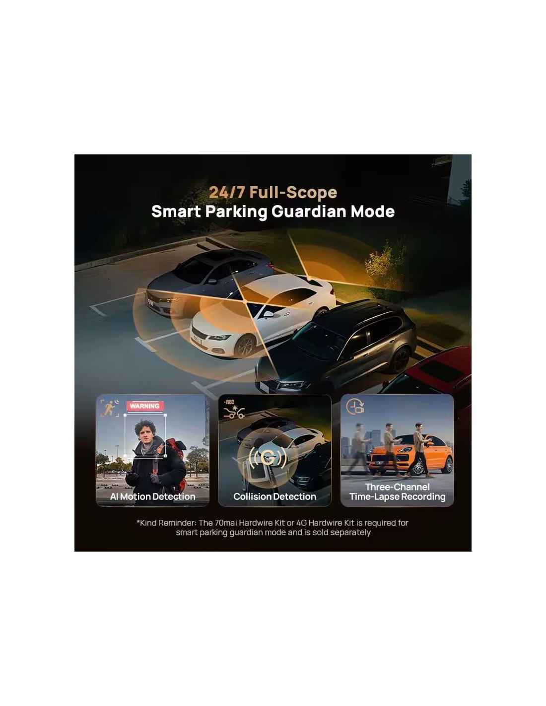 70mai 4K T800 Premium Set WiFi 5GHz 3 pulgadas visión nocturna modo pa