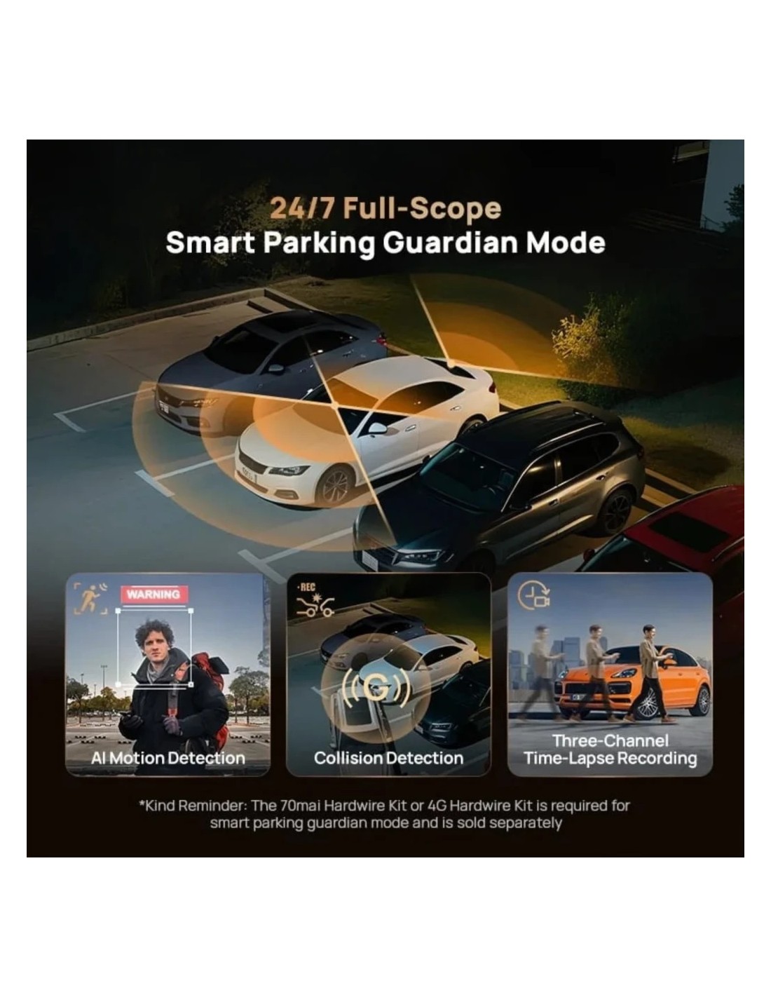 70mai 4K T800 HDR supercondensador WiFi 5GHz 3 pulgadas Dashcam + Cáma